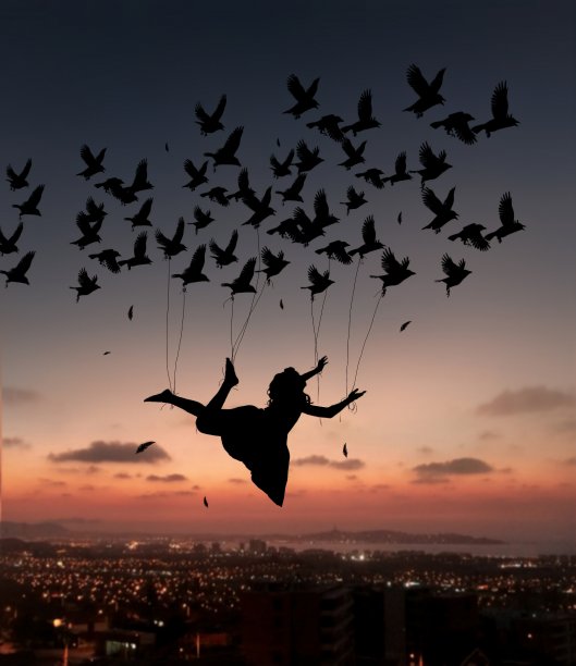 会飞的女人，鸟儿图片下载