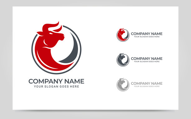 现代抽象公牛标志设计可编辑标志图片下载