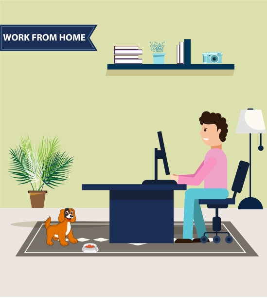 在家工作的员工坐在椅子上图片下载