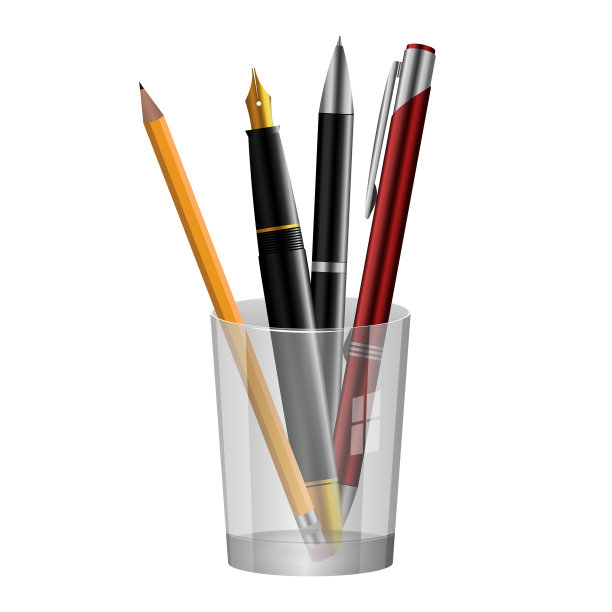 杯子里的钢笔和铅笔图片下载