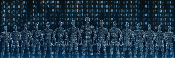 一群站着的数码人。三维渲染图片下载