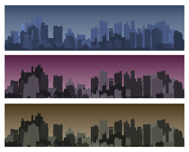 旗帜城市景观剪影图片下载