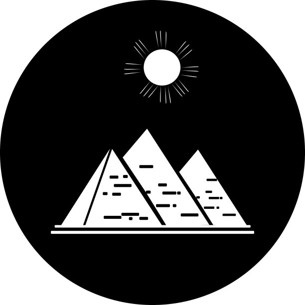 太阳图标下的埃及大金字塔图片下载