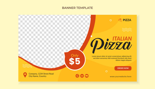 意大利披萨食品横幅模板图片下载