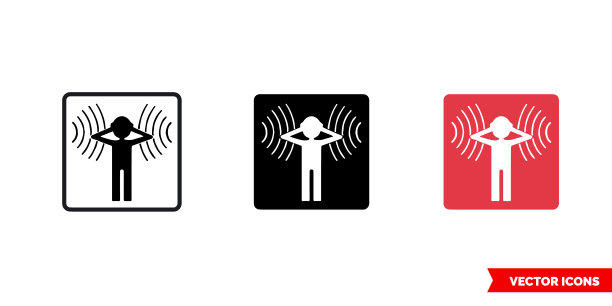 符号噪声图标的三种类型的颜色，黑色和白色，轮廓。孤立向量符号符号图片下载