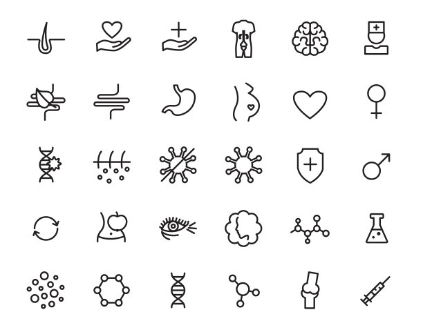 一组医学图标。医学符号。线性矢量插图孤立在白色背景。图片下载