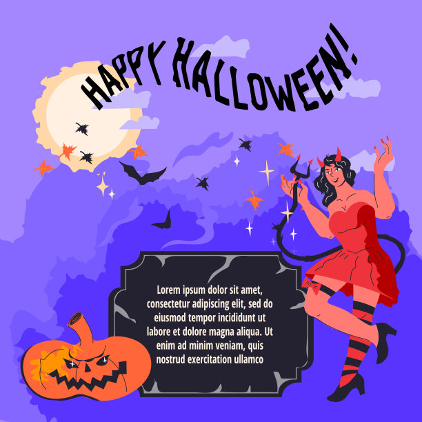 万圣节派对海报或问候横幅与女性矢量插图。图片下载