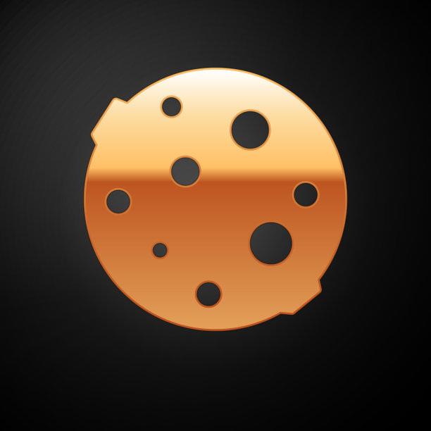 金色月亮图标孤立在黑色背景图片下载