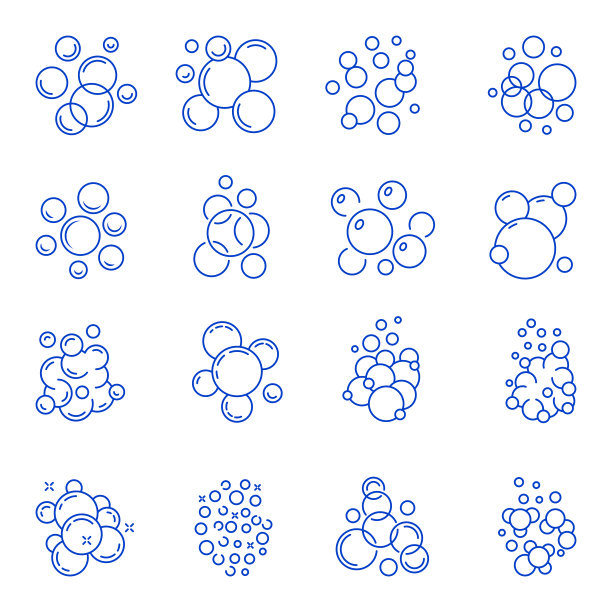 气泡图标。淋浴皂泡沫剪影水下水族馆液体矢量象形图图片下载