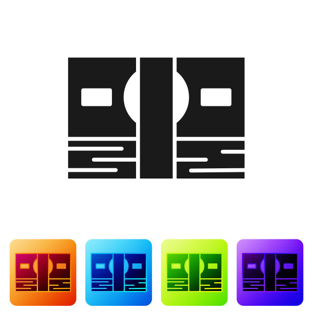 黑色的纸钞堆上孤立着现金图标图片下载