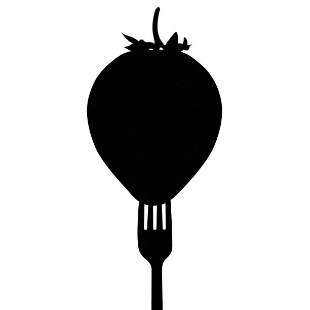 叉子上的草莓剪影图片下载