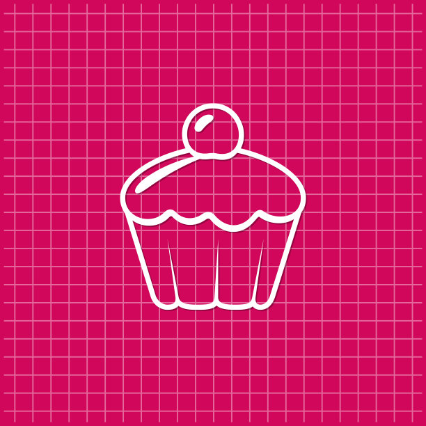 带有蛋糕图标的红色横幅图片下载