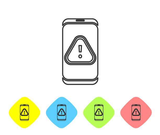 灰色线带感叹号的手机图标图片下载