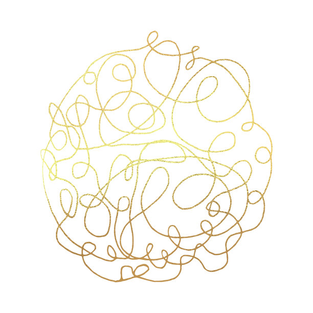 纠结的抽象涂鸦与手绘线在黄金版本。涂鸦的元素。孤立的草图在白色的背景。矢量图图片下载