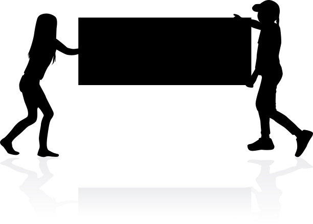 拿着海报或招牌的孩子们。图片下载