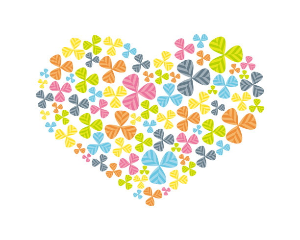 矢量插图的三叶草在一个心形的形状。三叶草图片下载