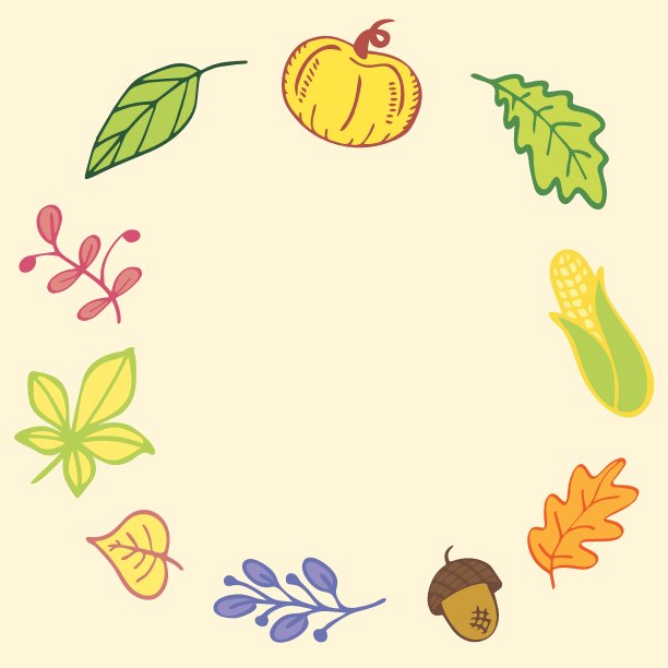 装饰框架的叶子和收获与复制空间。感恩节快乐!矢量插图的边界与秋天的季节精神。收获与耕种主题图片下载