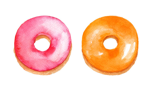 彩色水彩甜甜圈釉图片下载