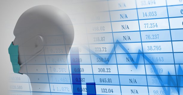 股市统计数据对比戴口罩的3D人体头部模型图片下载