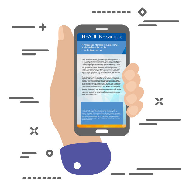 平板最小手持手机与现代几何色彩的用户体验设计，从三角形的面孔上的白色背景图片下载