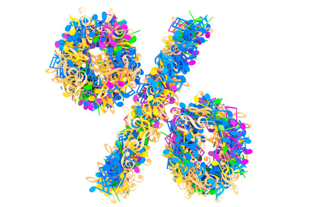 百分号来自彩色音符。3D渲染孤立的白色背景图片下载