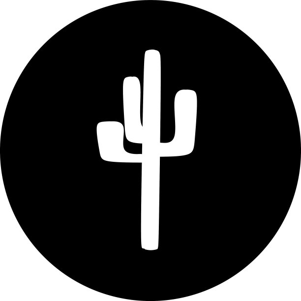 仙人掌在黑色圆圈图标图片下载