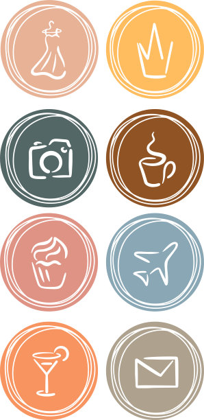 一套八个粉色矢量图标的时尚博主图片下载