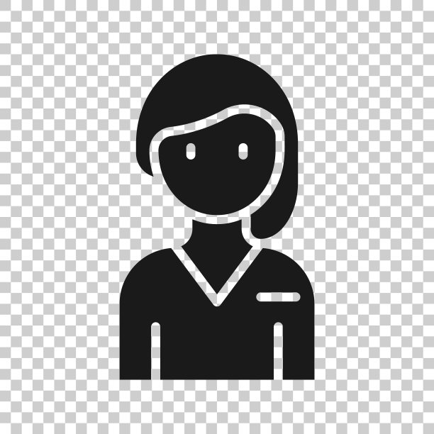 扁平风格的白色背景女人脸图标图片下载
