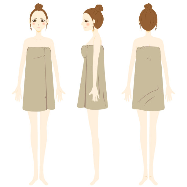 漂亮的年轻女人用毛巾。图片下载