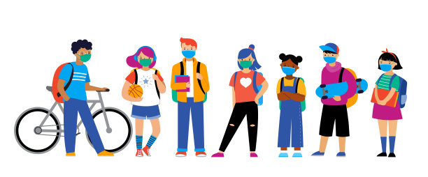 回到学校背景，多元理念的儿童——不同种族的男女学生站在一起图片下载