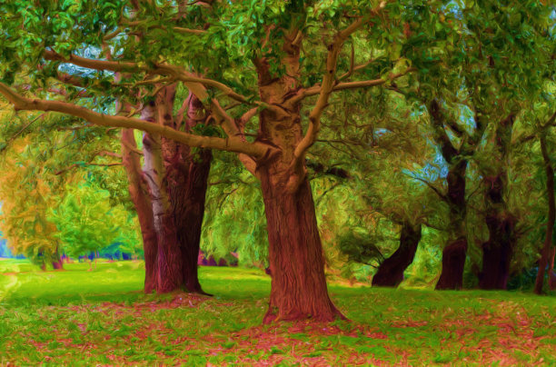 石油山水画图片下载