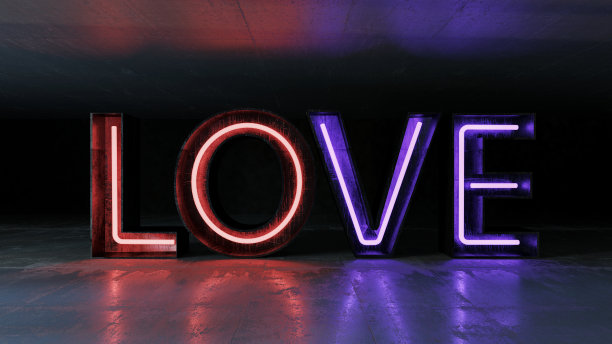 霓虹灯爱标志图片下载