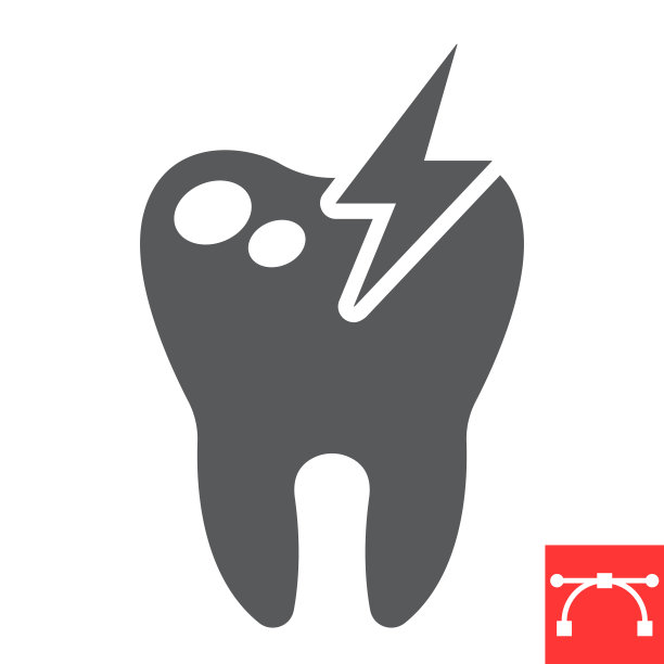 生病的牙齿字形图标，牙科和口腔医学，牙痛符号矢量图形，可编辑的笔触固体图标，eps 10。图片下载