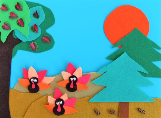 秋天森林里的火鸡;纺织工艺，复制空间图片下载