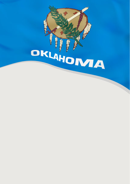 印有美国俄克拉荷马州国旗的传单设计。向量模板。图片下载