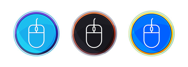 鼠标图标完美闪耀圆形按钮集插图图片下载