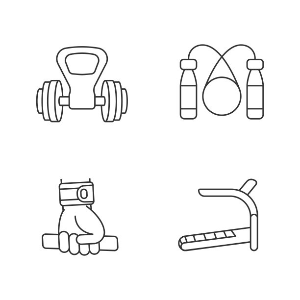 运动器材线性图标设置图片下载