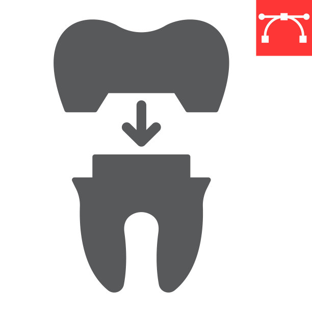 牙冠字形图标，牙科和口腔医学，牙冠符号矢量图形，可编辑的笔画实体图标，eps 10。图片下载