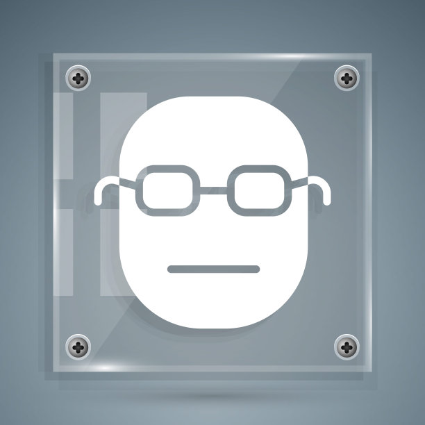 白色扑克玩家图标孤立在灰色背景。方形玻璃面板。矢量图图片下载