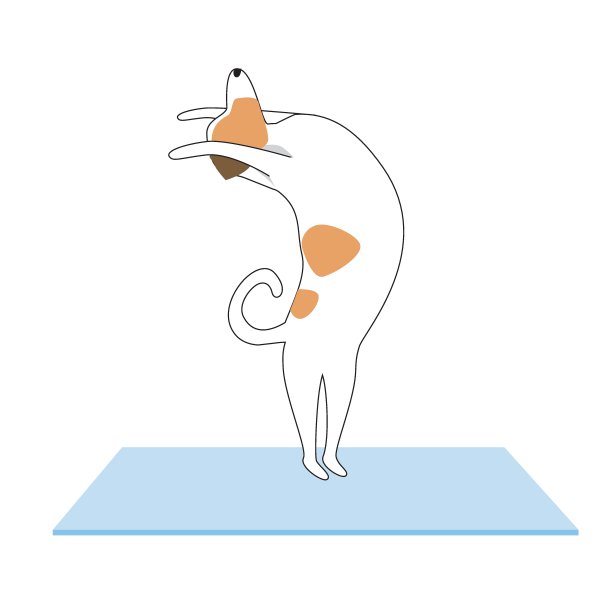 杰克罗素梗性格或狗做瑜伽孤立的白色背景，轮廓和平面矢量股票插图作为体式，瑜伽，祈祷概念图片下载