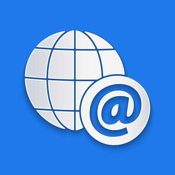 剪纸地球与邮件和电子邮件图标隔离在蓝色背景。电子邮件信封标志。邮件标志。纸艺术风格。矢量图图片下载