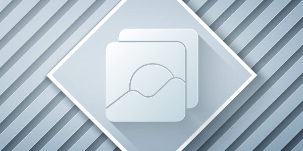 剪纸照片图标孤立在灰色背景。纸艺术风格。矢量图图片下载