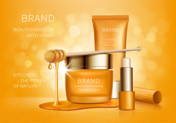 化妆品矢量背景与蜂蜜滴图片下载