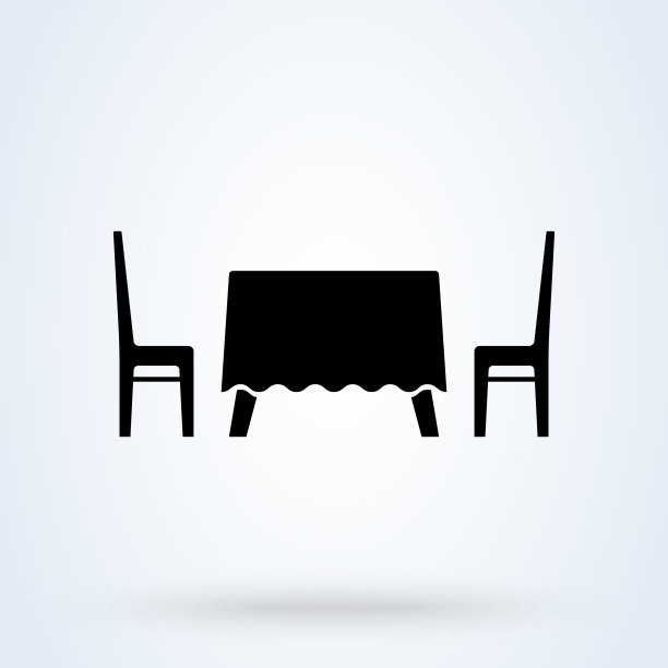 桌子和椅子矢量插图。icon表符号时髦。两个人用的餐桌和椅子图片下载