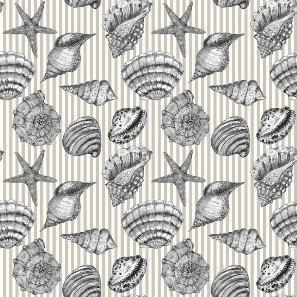 水彩手绘艺术多彩的海底海洋生活无缝单色图案图片下载