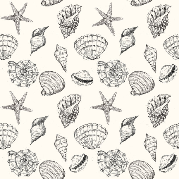 水彩手绘艺术多彩的海底海洋生活无缝单色图案图片下载