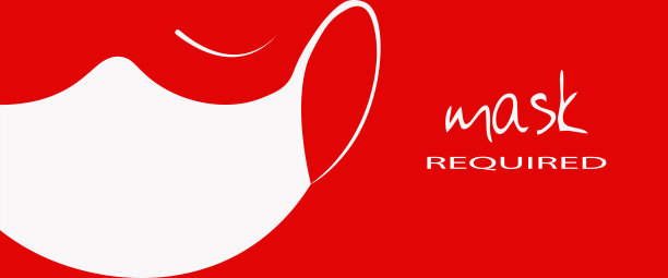 戴着口罩的风格化的脸。文字海报:需要面具。防疫工作新常态。图片下载