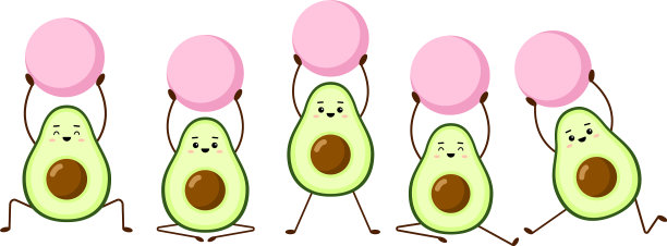 把牛油果瑜伽和粉色足球牛油果搭配起来图片下载