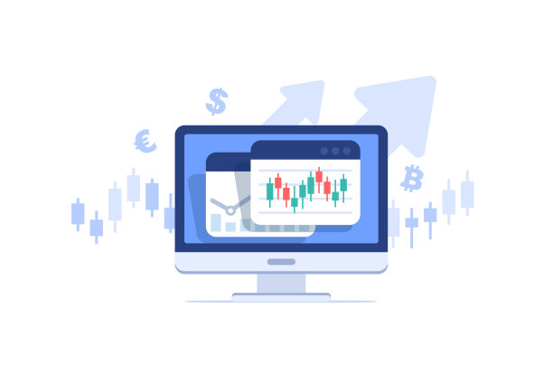 电脑屏幕上的股票市场图表。图片下载
