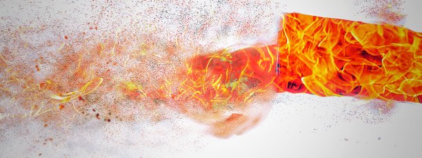 伸出火焰的拳头图片下载